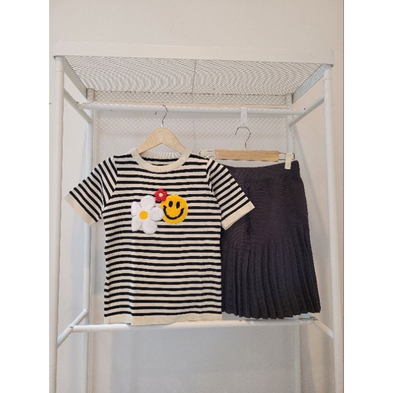 korean One set Knit Smile bordir timbul  SMILE Bangkok