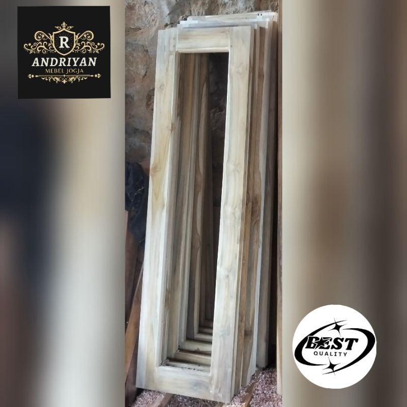 Cendela bingkai kayu jati Tanpa kaca & +kaca