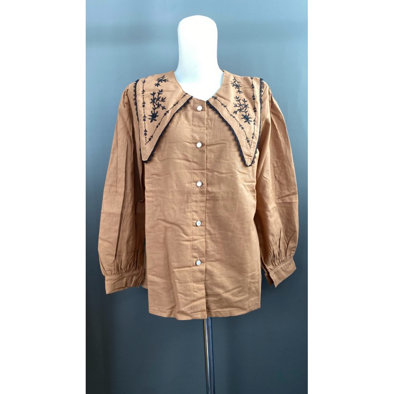 Atasan Kerah Bordir / Atasan Kerah Korea / Atasan Bordir / Kemeja Bordir / Kemeja Kerah Korea / Keme