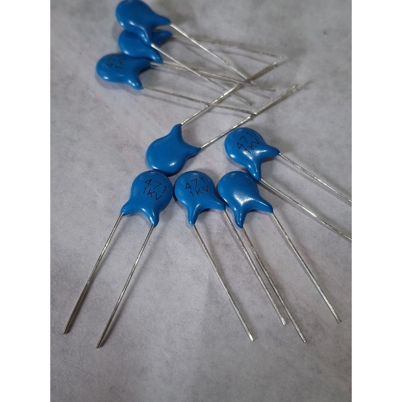 100 pcs kapasitor 1kv 471 capacitor milar biru 1 kv 470 pf