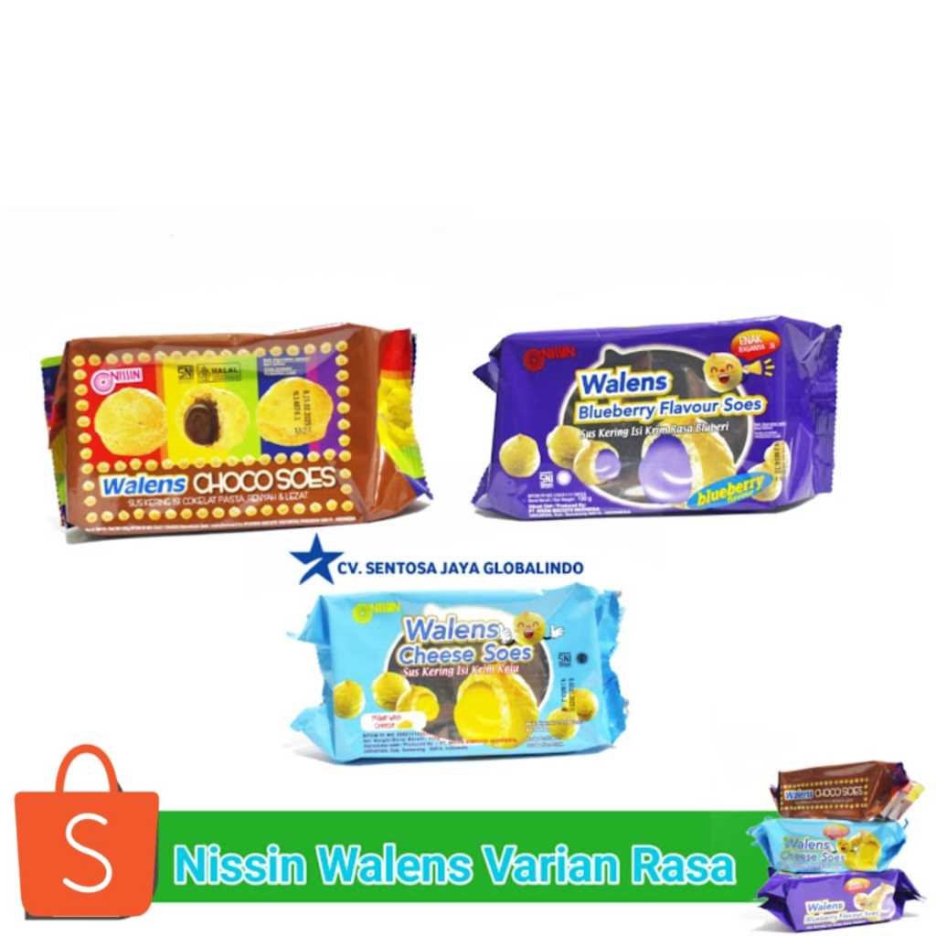 

Nissin Walens Choco Soes / Cheese Soes /Bluberry Flavour 100g