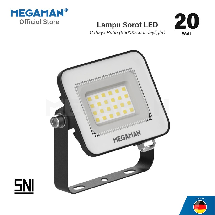 MEGAMAN Lampu SOROT 20 Watt FloodLight Megaman ZDL3014 6500K Putih