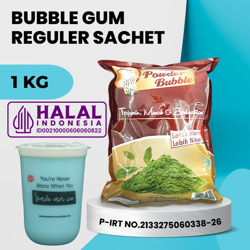 

Bubuk BUBBLE GUM 1 KG - Powder Rasa Permen Karet - Bahan Minuman Bubuk Instan ( Mix Creamer + Gula )