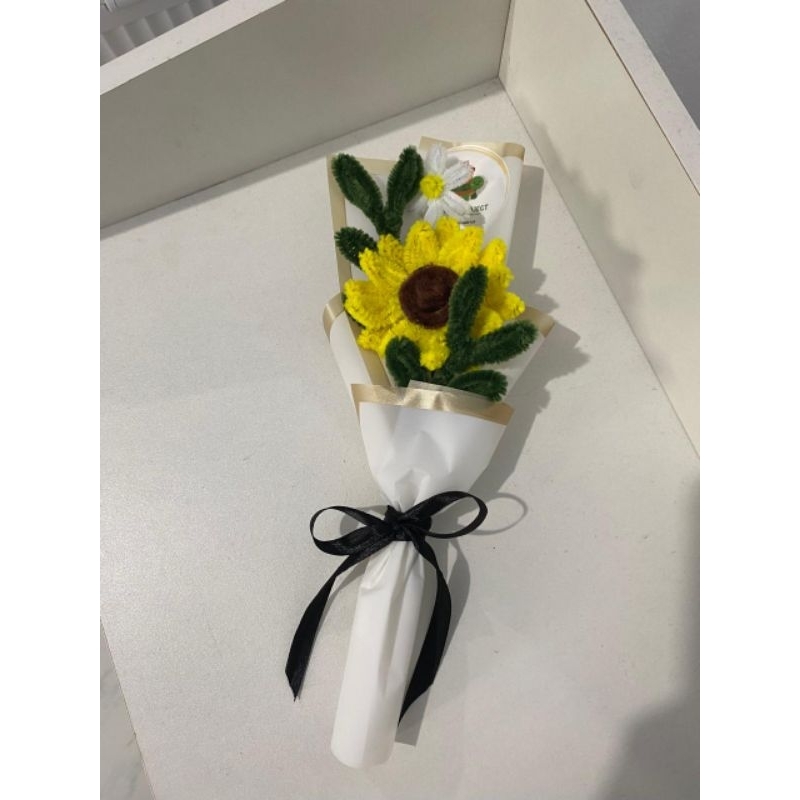 Mini Bouquet Sun Flower | Buket Bunga Matahari Mini | Bunga Matahari | Kawat Bulu | Bucket