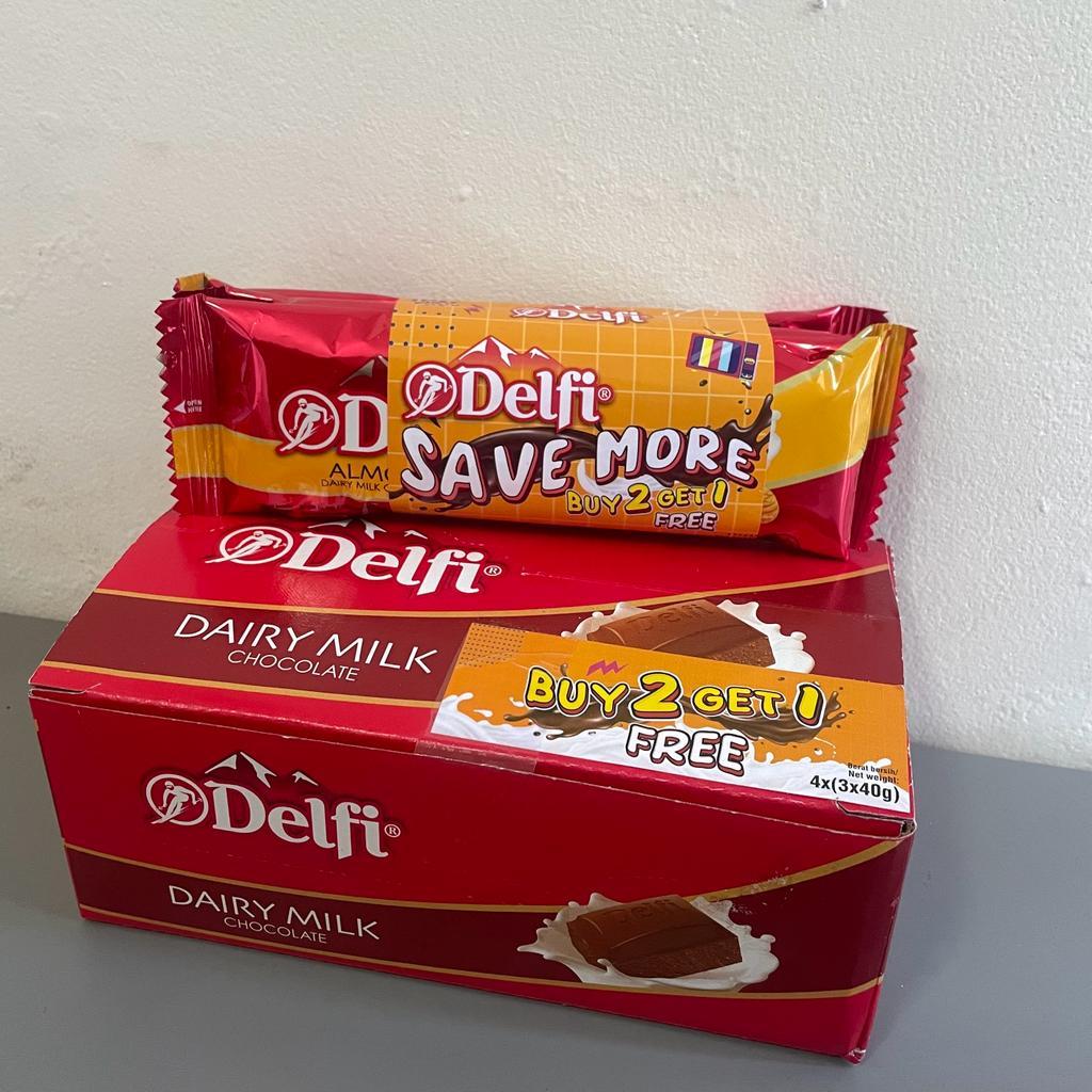 

DELFI BAR COKLAT 40 GRAM BUY 2 GET 1 (1 BUNDLE = 3PC) ALMOND