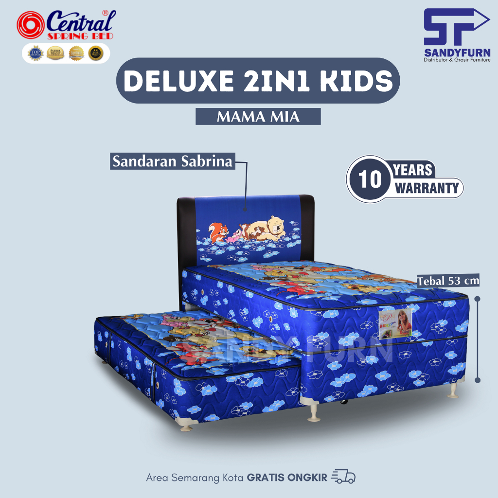 CENTRAL Spring Bed - Deluxe Kids 2in1 MAMA MIA - Spring Bed Sorong Anak