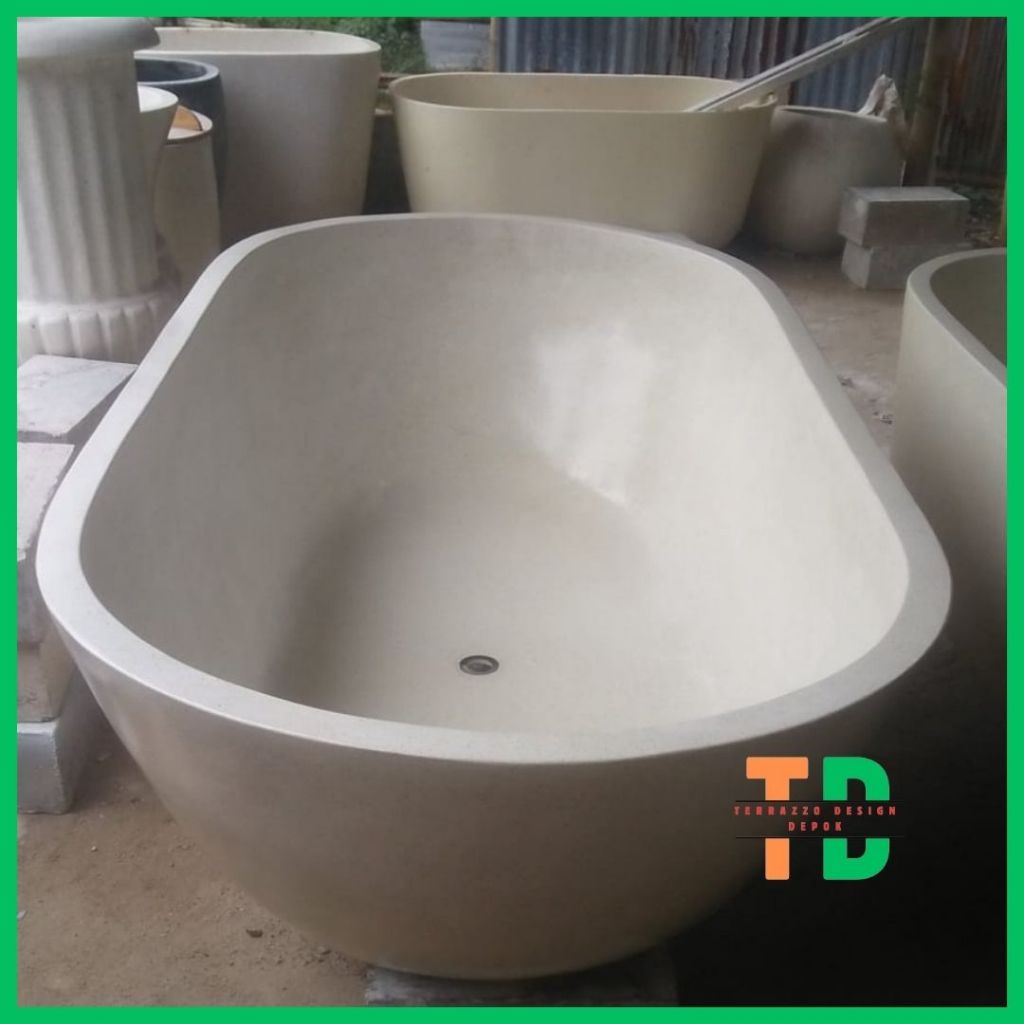 bathtub dewasa marmer terazzo model elips L 100 Cm