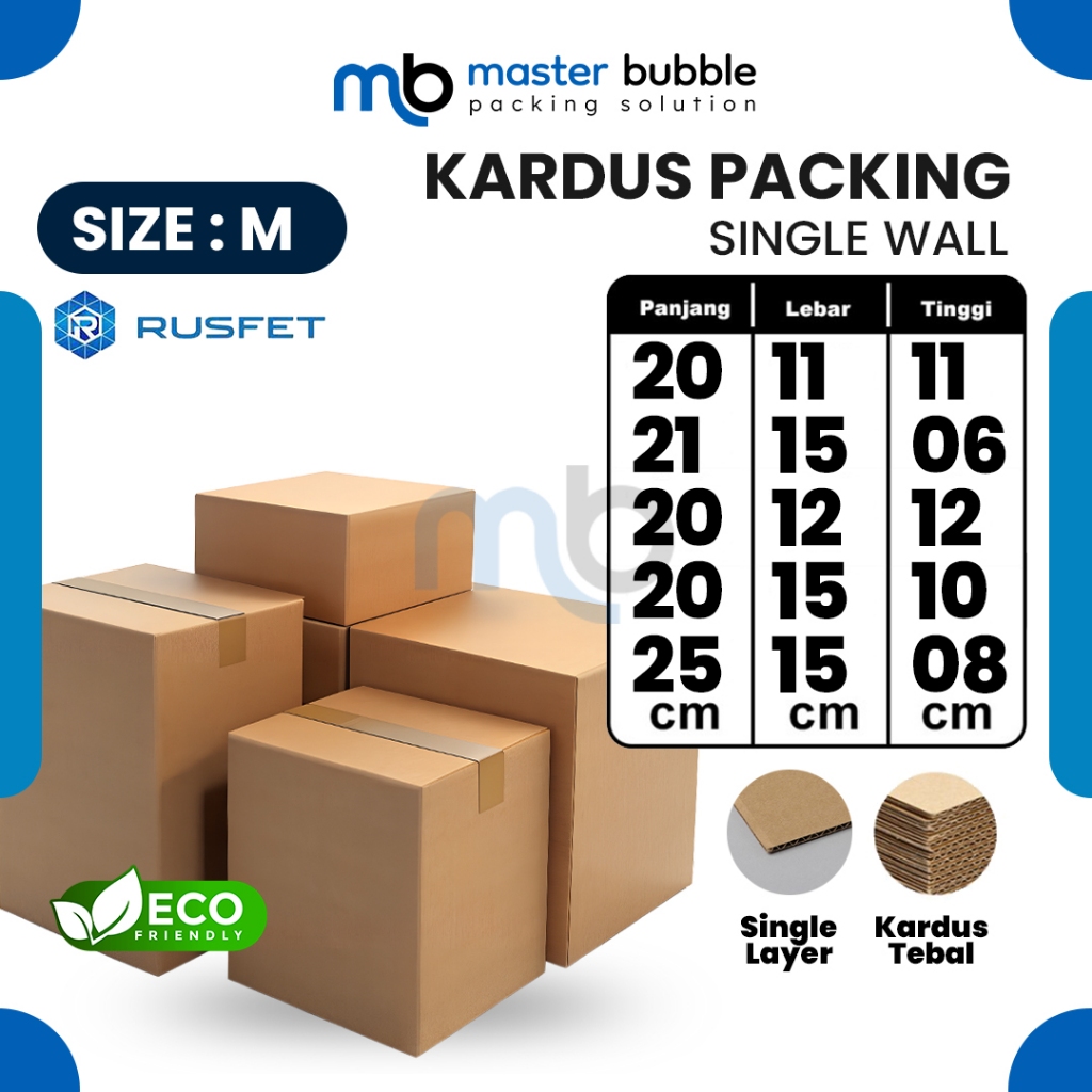 

Kardus Packing Dus Box Cardboard Medium RUSFET Single Layer Coklat Polos Harga Ecer Lembar Premium