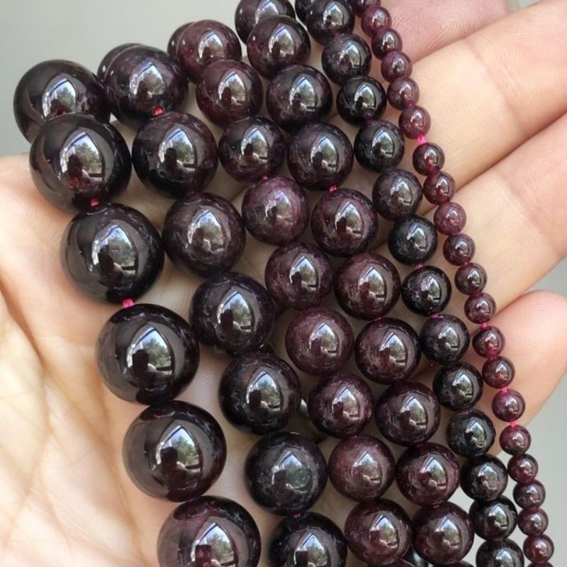 AAA+ Batu Alam Red Garnet Bahan Gelang 6mm 8mm 10smm