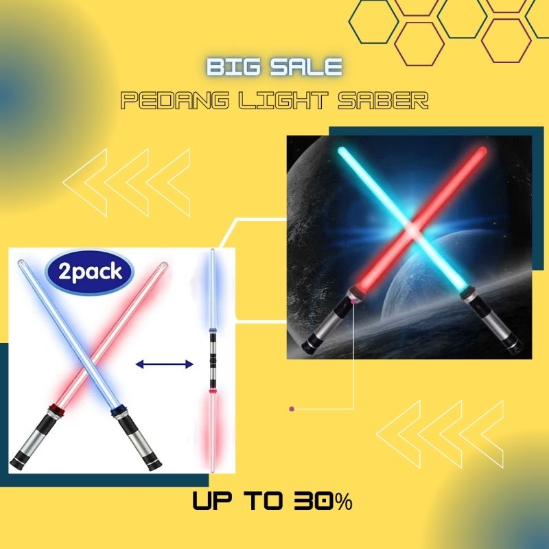 Pedang Mainan Double Blade Light Saber Star Wars - Pedang Mainan Lampu Baterai Nyala Free Batu Bater