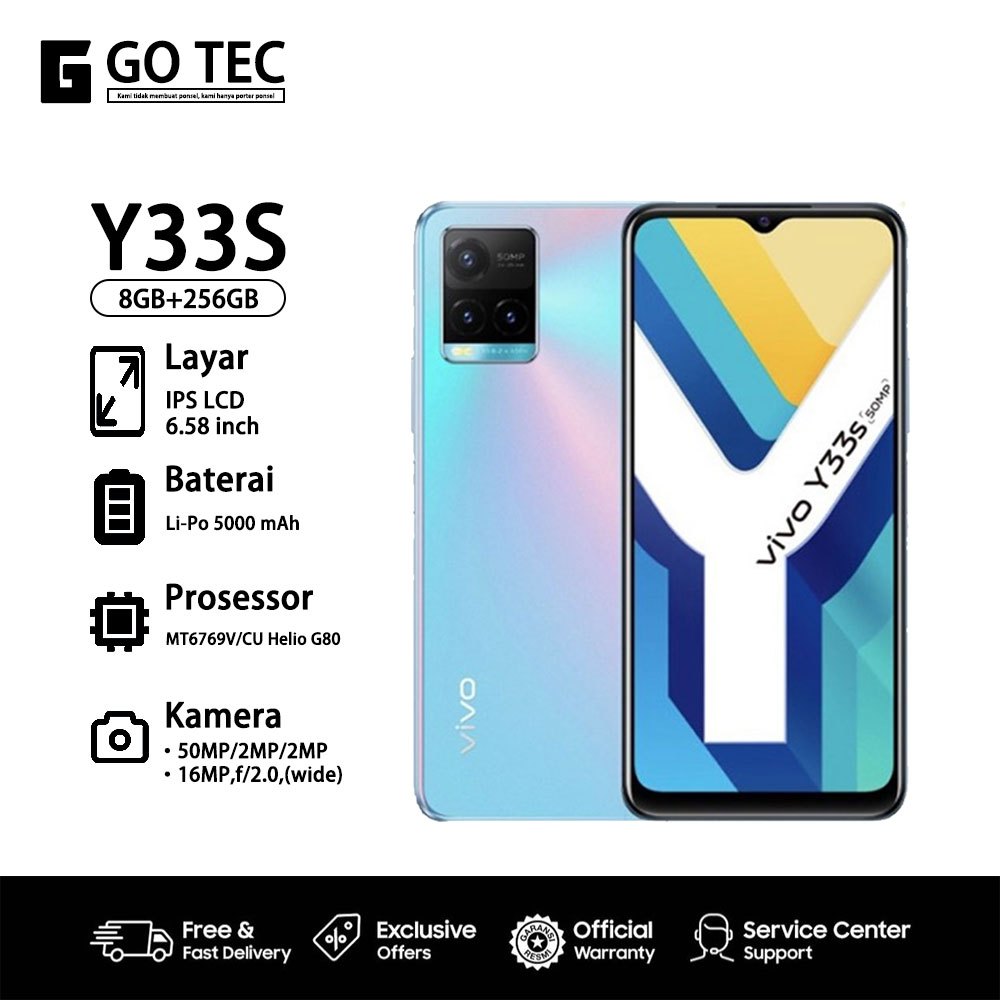 HP MURAH VIVO Y33S 8GB/256GB 6.58 inci Smartphone 50MP Night Camera 5000mAh Battery Ponsel Pintar hp