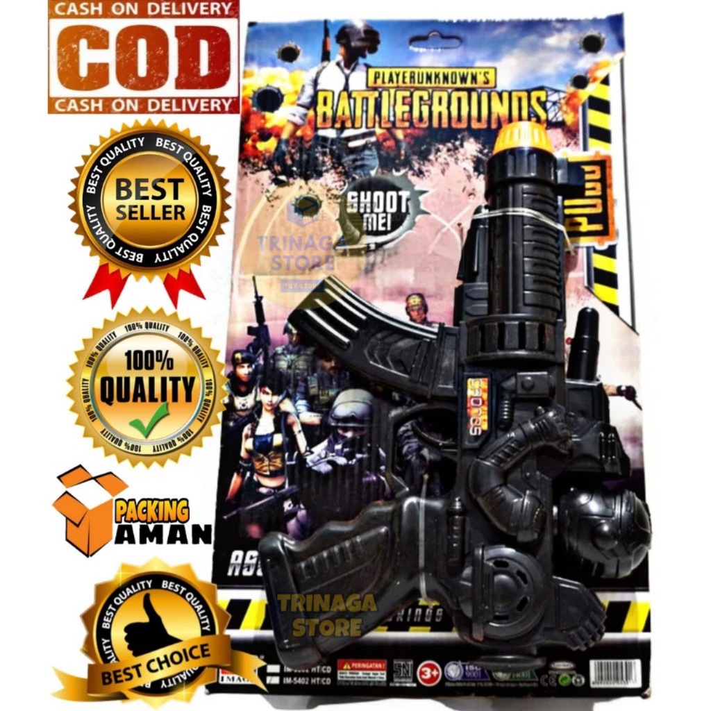 PROMO MAINAN ANAK PISTOL TEMBAK TEMBAKAN GUNMAN PUBG BENTUK ORANG BISA BUNYI TANPA PELURU MAINAN LAK