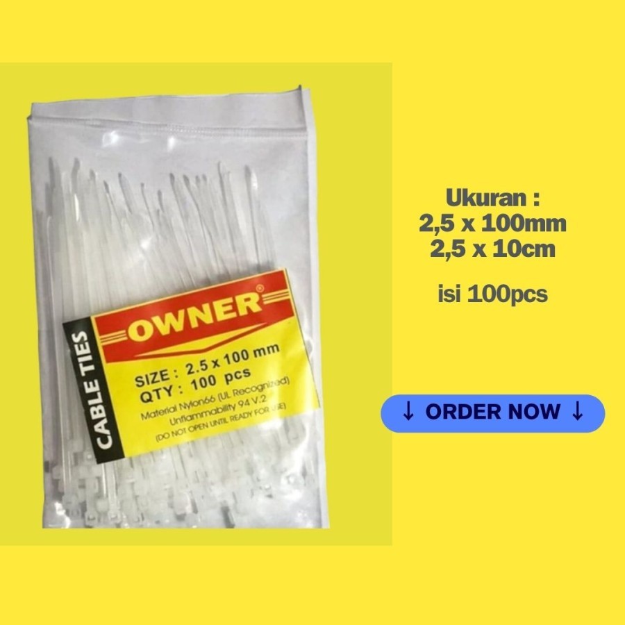 

PROMO MURAH Kabel Ties / Kabel Tis 10cm / 15cm / 20cm / 25cm isi100pcs - 10CM, Putih