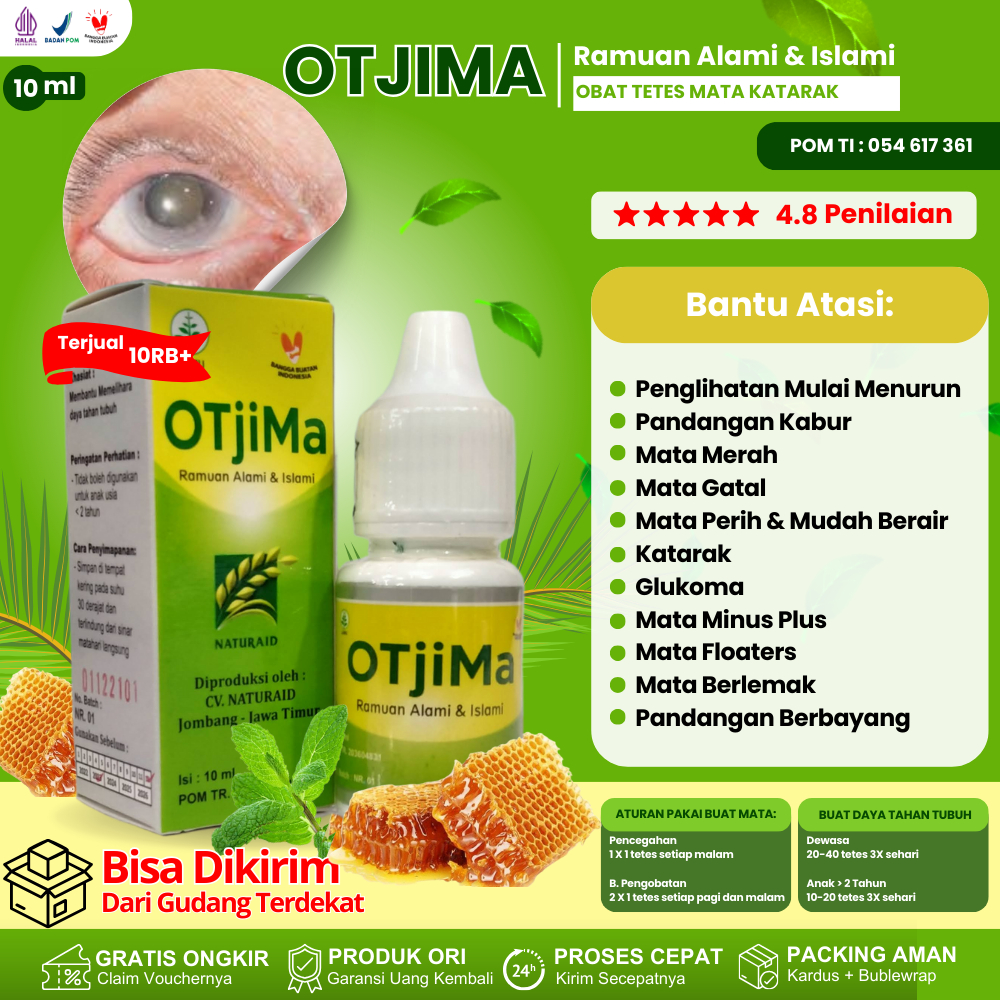 Obat Tetes Mata Herbal Alami OTJIMA | Ampuh Mengobati Mata Katarak, Kelopak Mata Bengkak, Penglihata