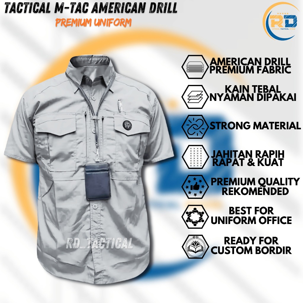 RD Baju Kemeja Tactical M-Tac Original Lengan Pendek American Drill Premium High Quality PDL Outdoor