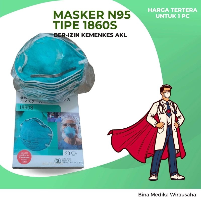 Masker tipe 1860S (small) Kmenkes AKL harga per pc (tanpa BOX asli)