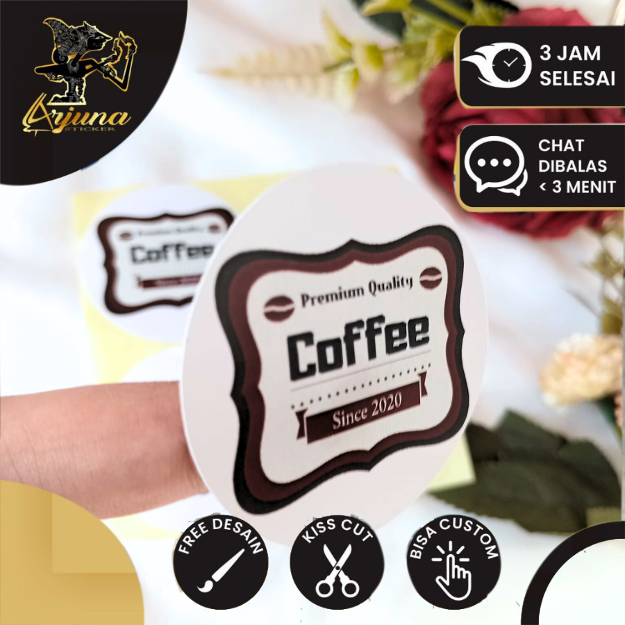 

5-8 Stiker Bulat Label Kiss Cut Edisi Coffe Sticker Minuman Kopi Shop Free Desain Uk.Sedang Custom