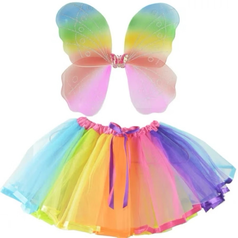 KOSTUM PELANGI KUPU KUPU | RAINBOW COSTUME | Butterfly wing set 2 in 1 sayap kupu kupu pelangi anak