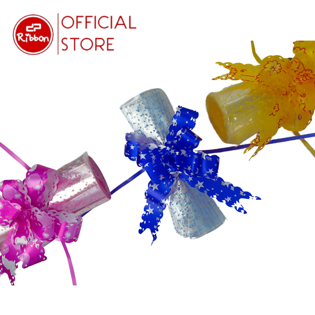 Deparcel Ribbon Plastik OPP Kantong Motif Polkadot ukuran 12cm x 32cm 1 Set Pita Tarik Hadiah Souven