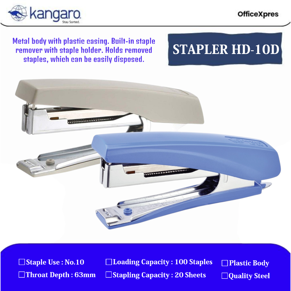 

Stapler HD-10D / Hekter HD 10 D / Alat Stapler Isi No.10 / Steker Kertas / Alat Staples No.10 / Jepretan Staples / Staple HD 10D Kangaro