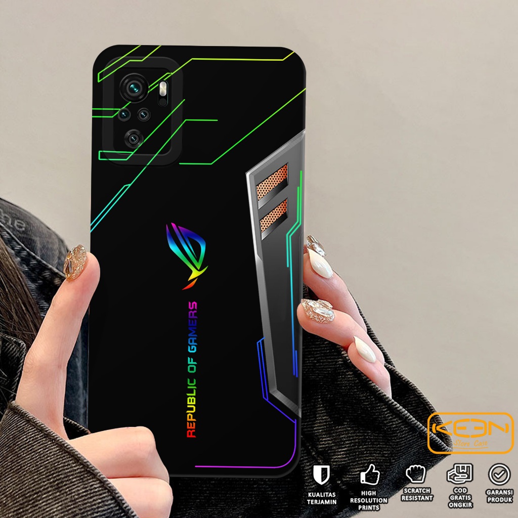 Case Xiaomi Redmi Note 10/Note 10S - Casing Hp Xiaomi Redmi Note 10/Note 10S Motif Logo ROG - Softca