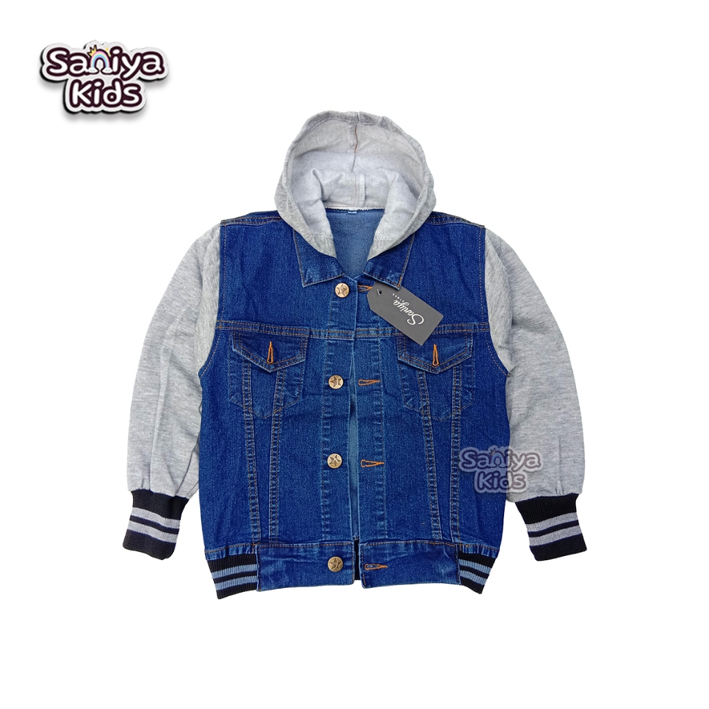 Jaket Denim Anak Cowok / Jaket Jeans Anak Soft Denim / Jaket Dilan Anak Kupluk
