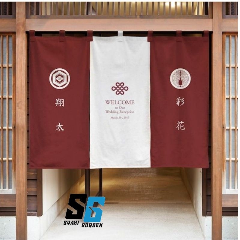 cetak tirai noren gorden jepang cocok untuk restoran cafe,rumah makan