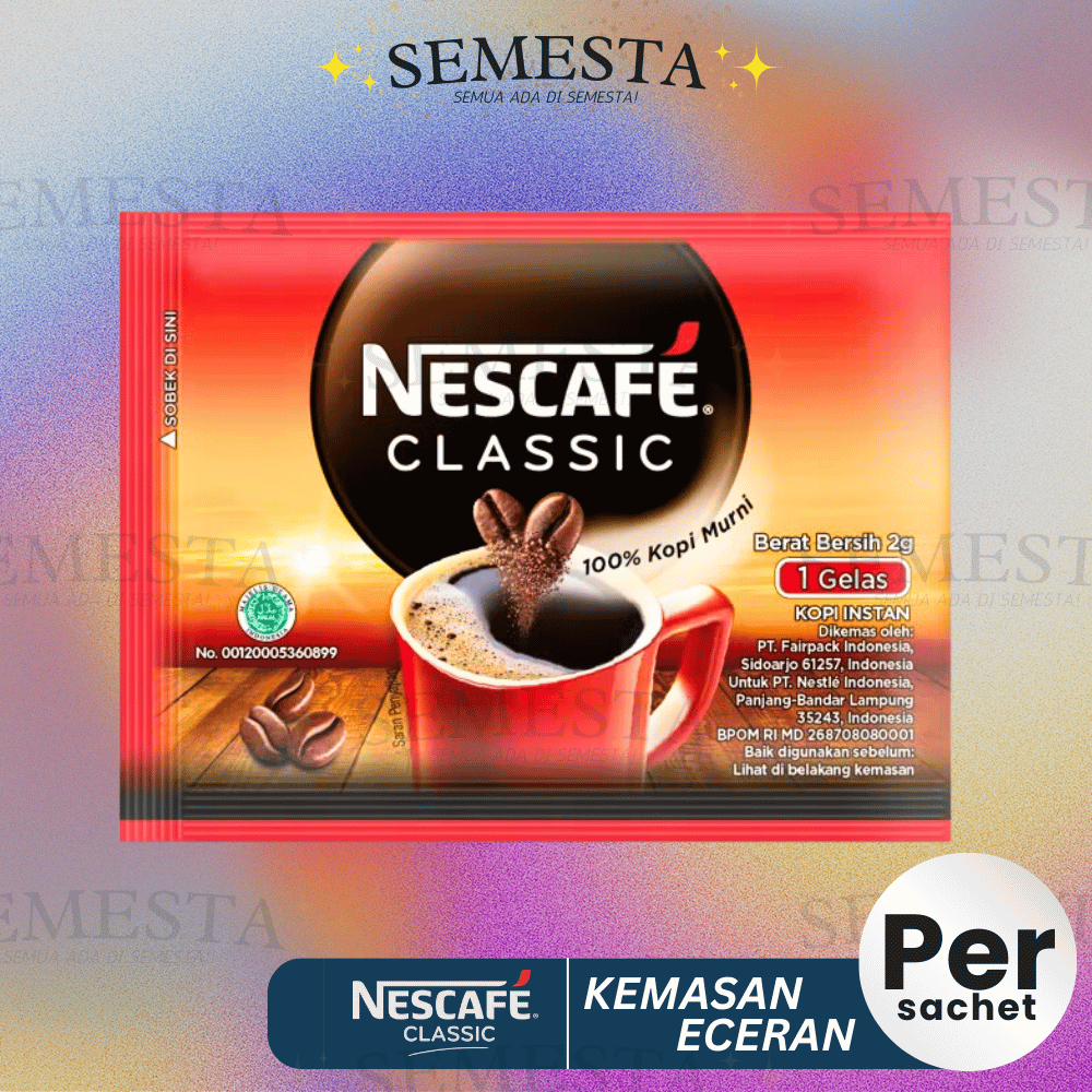 

Nescafe Classic Sachet 2gr - Kopi robusta murni 100% - Kemasan Eceran