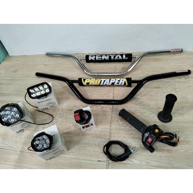 paket hemat stang trail+gas spontan daytona 2tombol+lampu sorot LED ✓Gratis saklar lampu