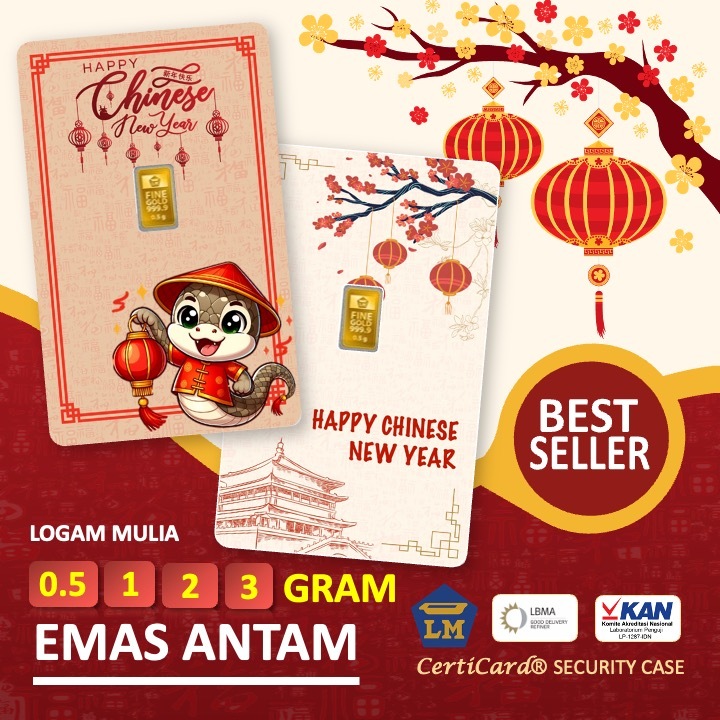 LM Logam Mulia Emas Antam 0.5 gr 1 gr 2 gr 3 gr gram Kado Imlek Chinese New Year Gift Gong Xi Fa Cai