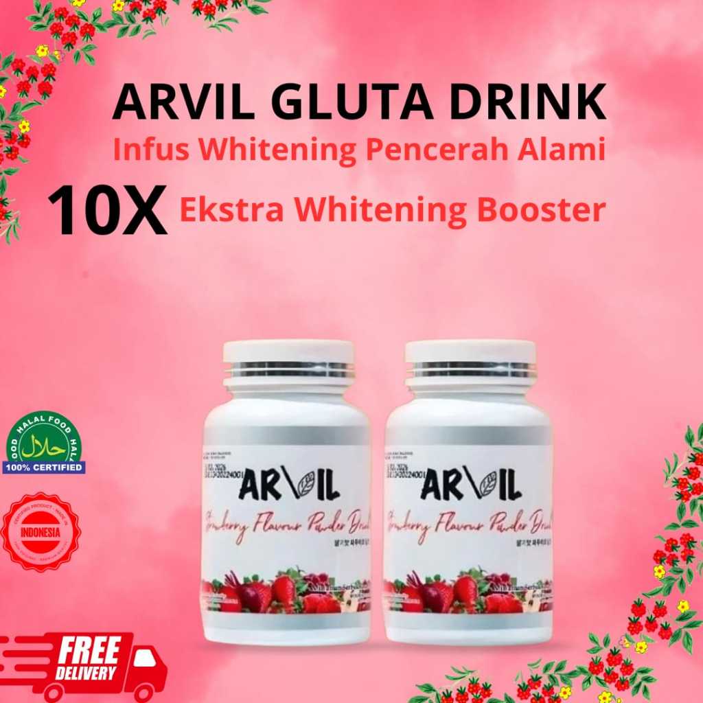 PROMO 2 BOTOL Arvil Gluta Drink Infus Whitening Collagen Pencerah Kulit Ampuh Secara Alami