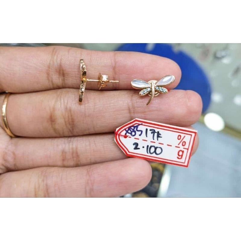 Anting emas 75 capung rose gold