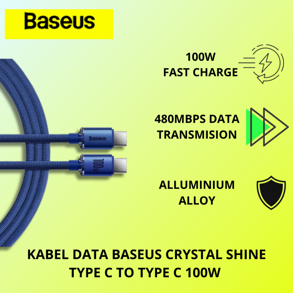 KABEL DATA BASEUS CRYSTAL SHINE TYPE C TO TYPE C 100W