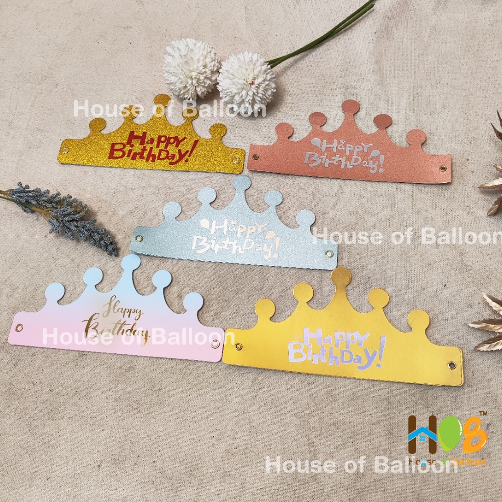 Topi Mahkota Ulang Tahun Dewasa Anak Laki-laki Perempuan - Crown Kertas Raja Ratu Ulangtahun - Happy