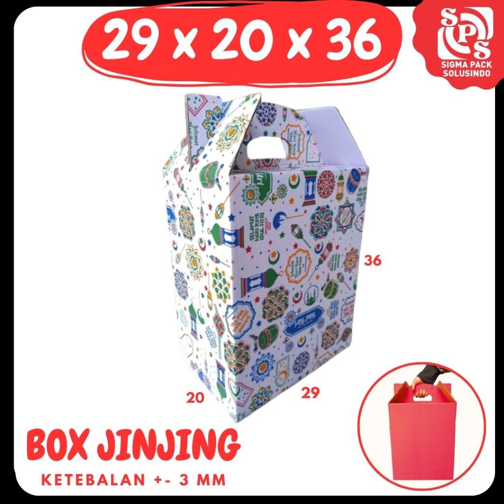 

Box Jinjing 29x20x36 Gable Box Kardus Packing Bingkisan lebaran/Parcel/Lebaran/idul Fitri/Paket/sembako