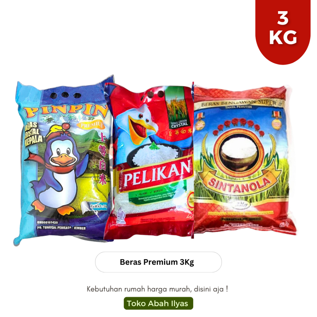 

Beras Premium Enak Pulen Kemasan 3KG