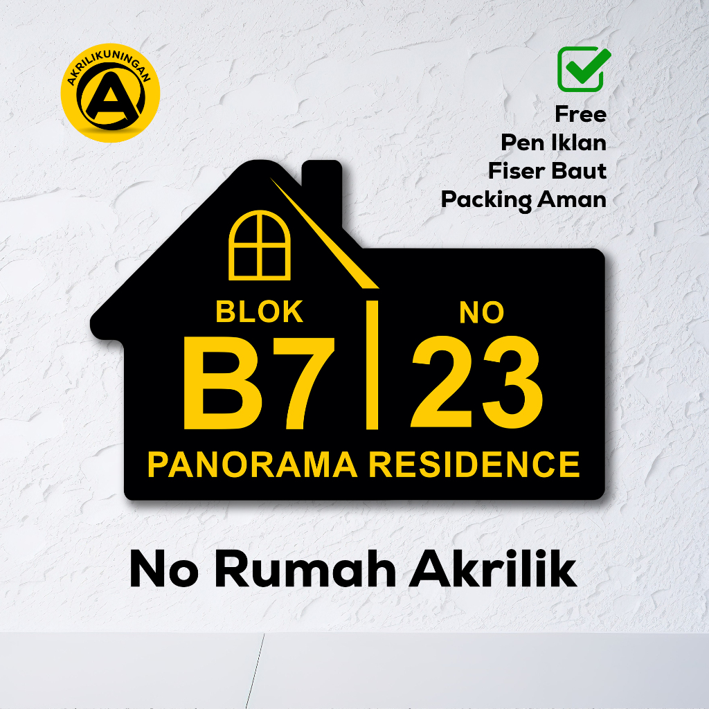 NO Rumah Akrilik Custom | Papan Nama Rumah Akrilik Gold | No Rumah Akrilik Cutting