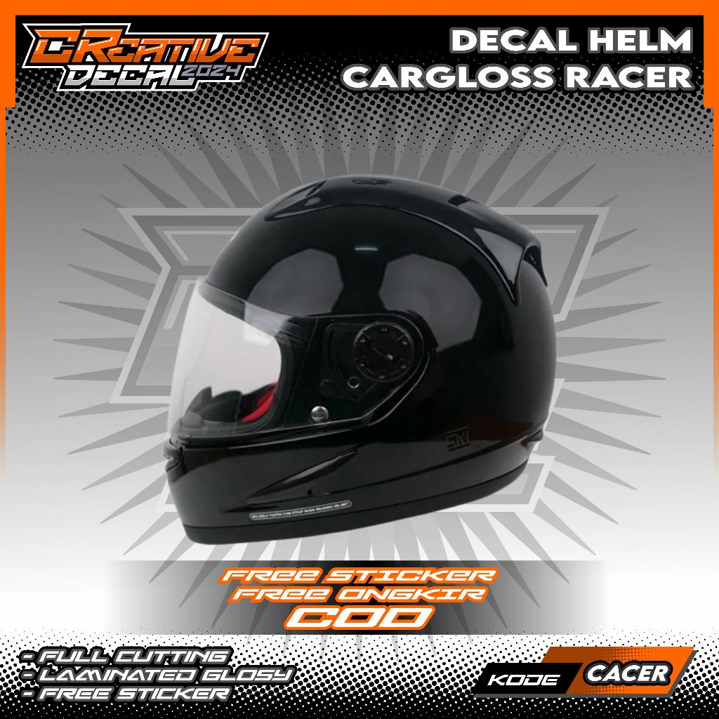 STIKER DECAL HELM CARGLOSS RACER & HELM ORI VIXION FULL FACE | DECAL HELM | DECAL STIKER