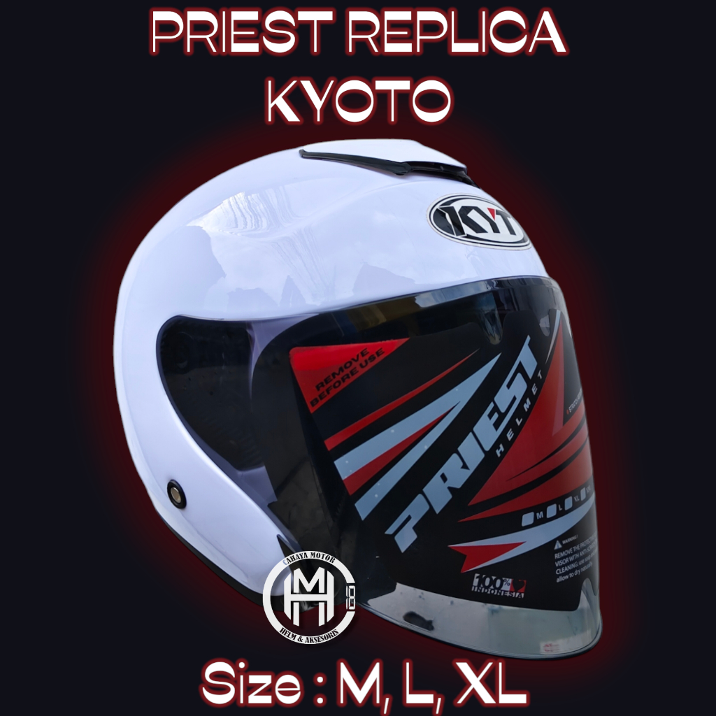 HELM KYT KYOTO REPLIKA HALF FACE|PUTIH MERK PRIEST