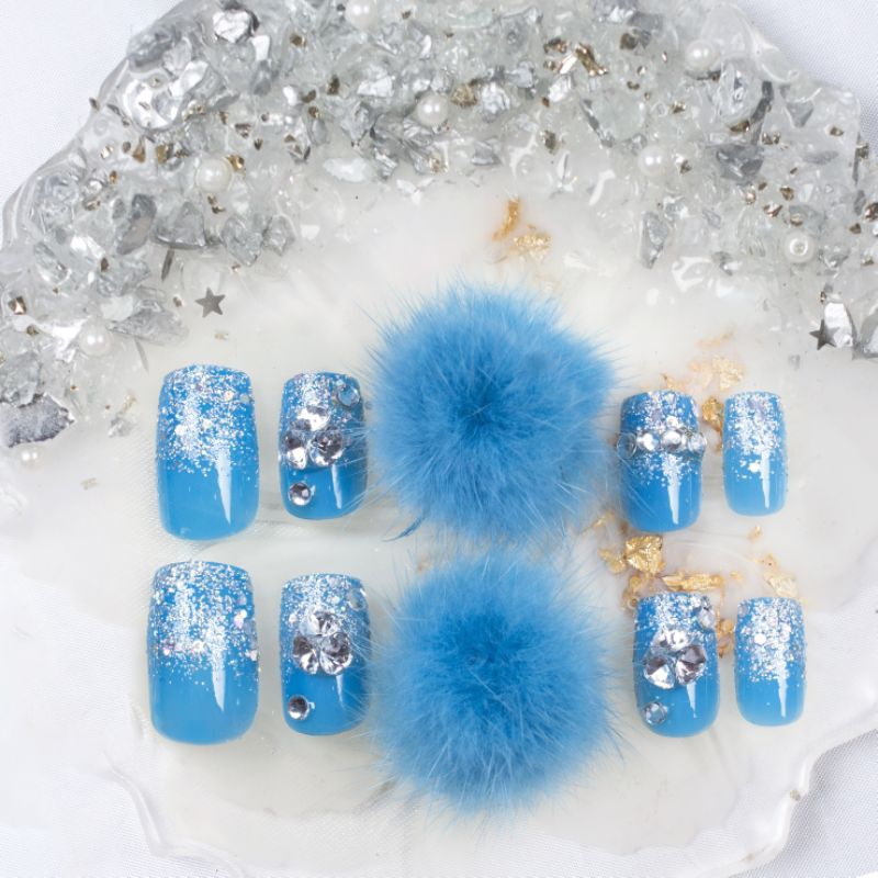 KUKU PARTY FAKE NAILS POMPOM KUKU WEDDING BULU POMPOM