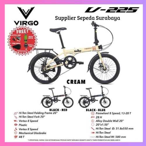 SEPEDA LIPAT VIRGO V 225 UKURAN 20 INCH 8 SPEED,SEPEDA READY SEMUA WARNA - NEW