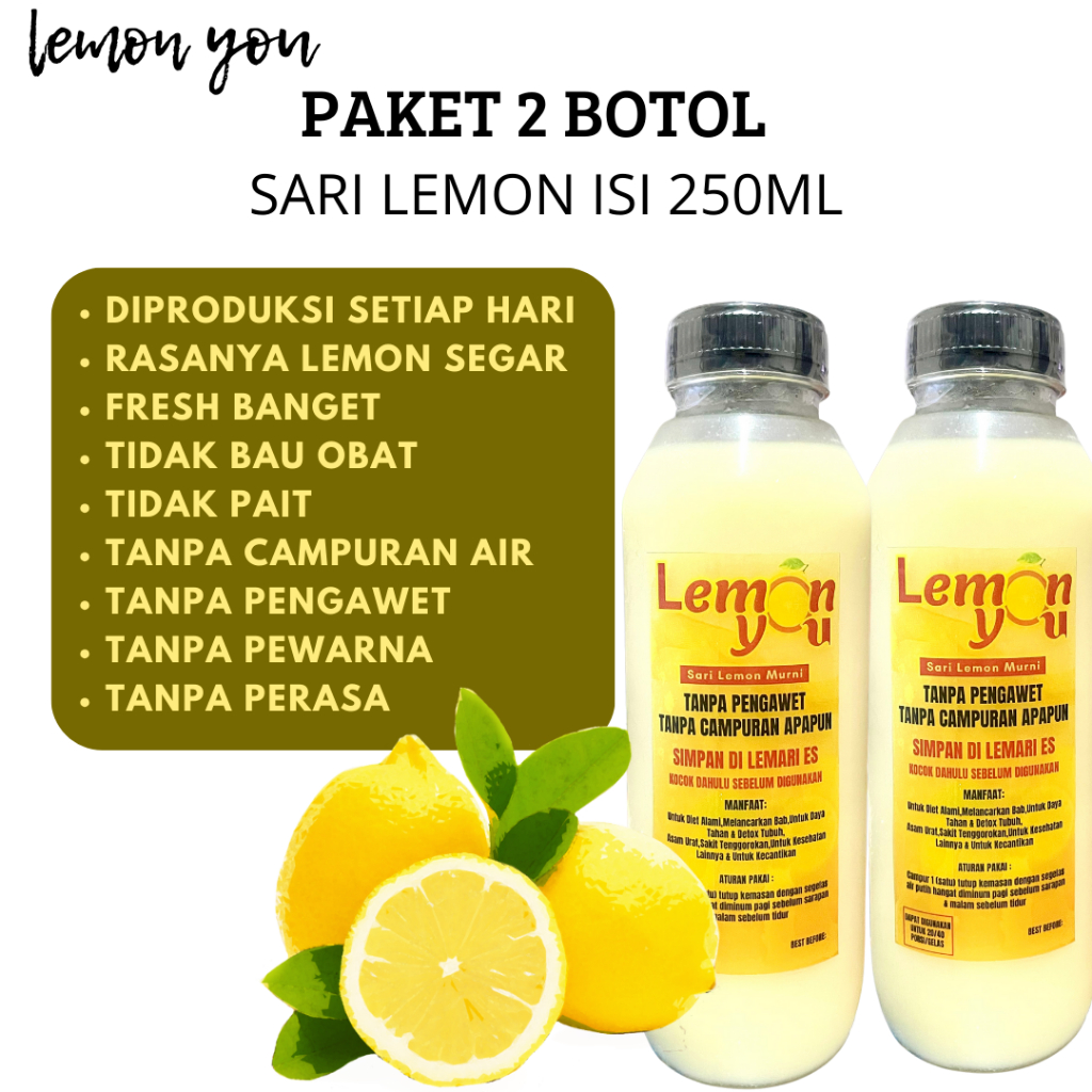 

Paket 2 Botol 500 ML Sari Lemon Murni Tanpa Campuran Minuman Diet Alami Jus Kesehatan