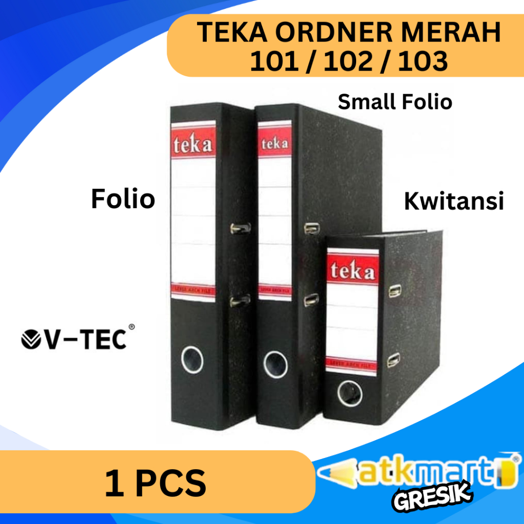 

TEKA ORDNER MERAH UKURAN FOLIO SMALL FOLIO KWITANSI / RING BINDER DOKUMEN KANTOR TYPE 101 102 103