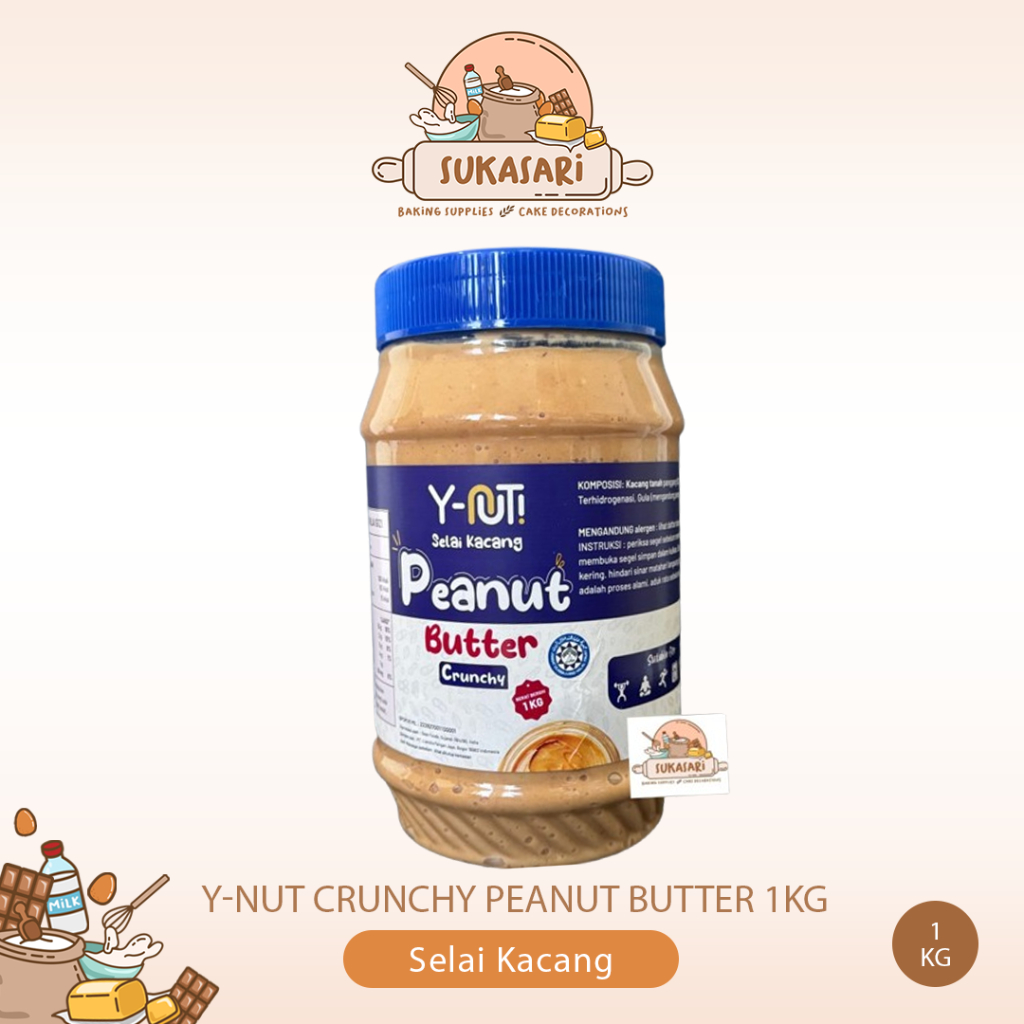

Y-NUT Peanut Butter 1kg Crunchy Y NUT Y-NUT! Selai Kacang filling Spread Jam oles