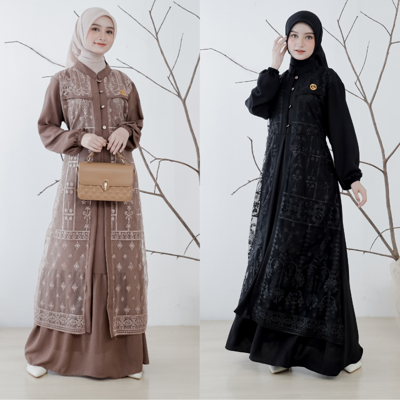 Gamis Brokat Elegan Pesta Muslimah Premium-1
