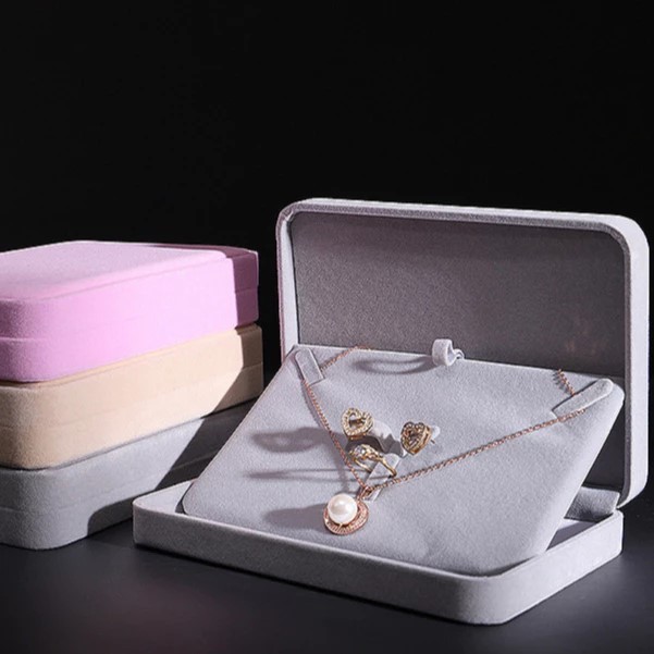 RTY Kotak Set Perhiasan Model Beludru Set Kotak Kalung Anting Cincin Box Perhiasan Velvet Tempat