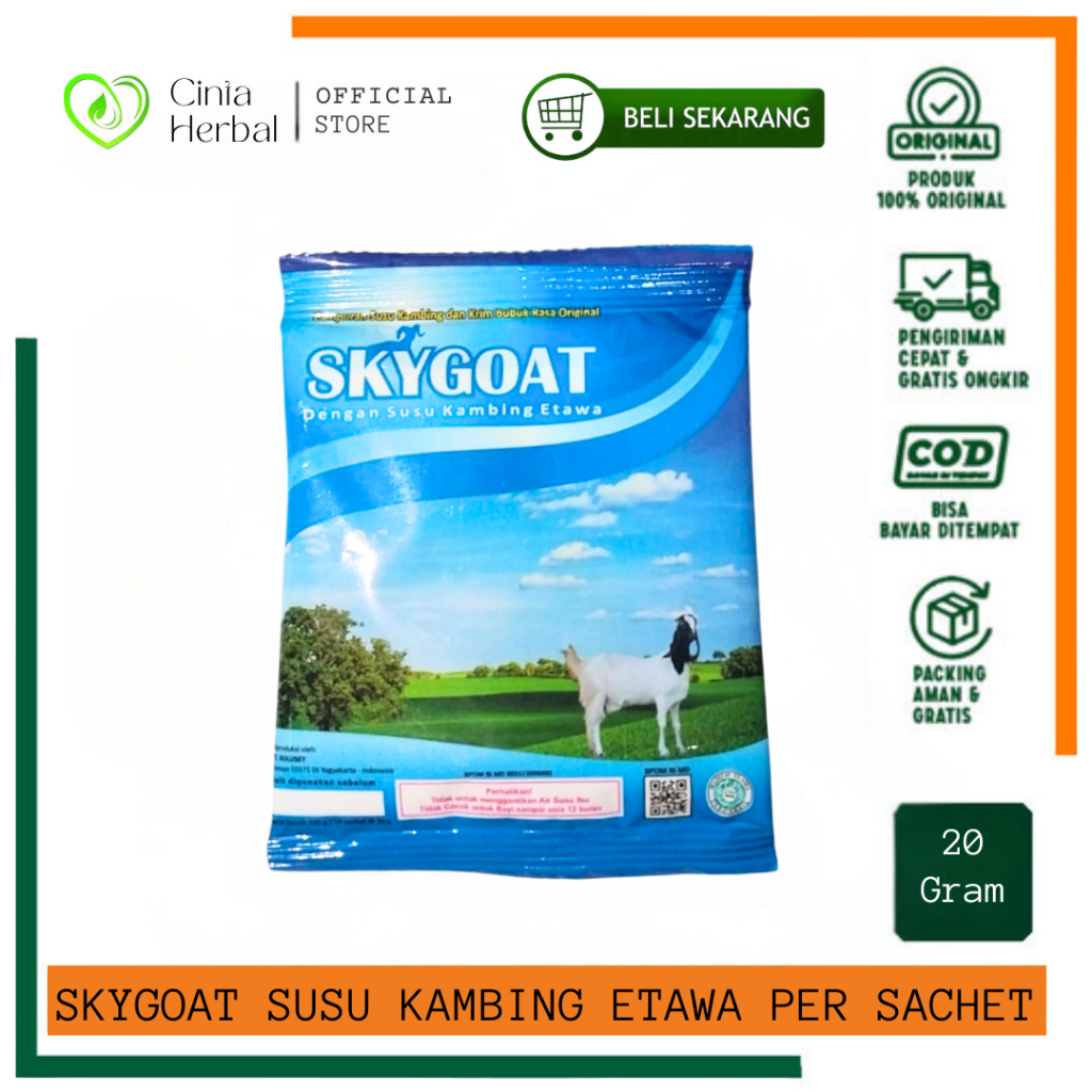 

Sky Goat Susu Kambing Etawa Bubuk Full Cream | SkyGoat Original - Per Sachet @20 Gram