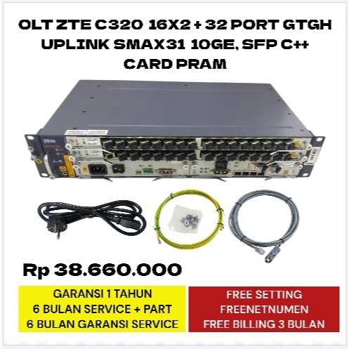 OLT GPON ZTE c320 16x2 + 32 port gtgh uplink smax31 10ge + car parm