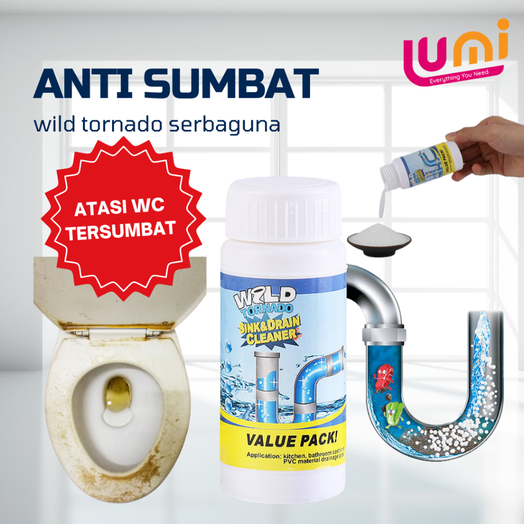WILD TORNADO Pembersih Pipa Toilet Tersumbat/ Anti Mampet Wastafel/ Pembersih Pipa Saluran Air