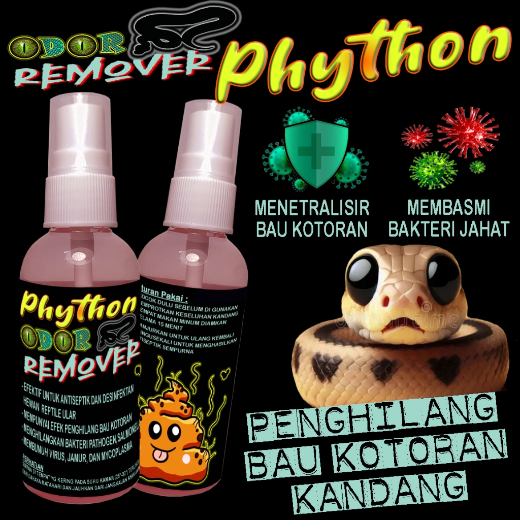PHYTON ODOR REMOVER ANTISEPTIK KANDANG ULAR PITON GTP SANCA KEMBANG CORNSNAKE MILK SNAKE DIPONG BOA 